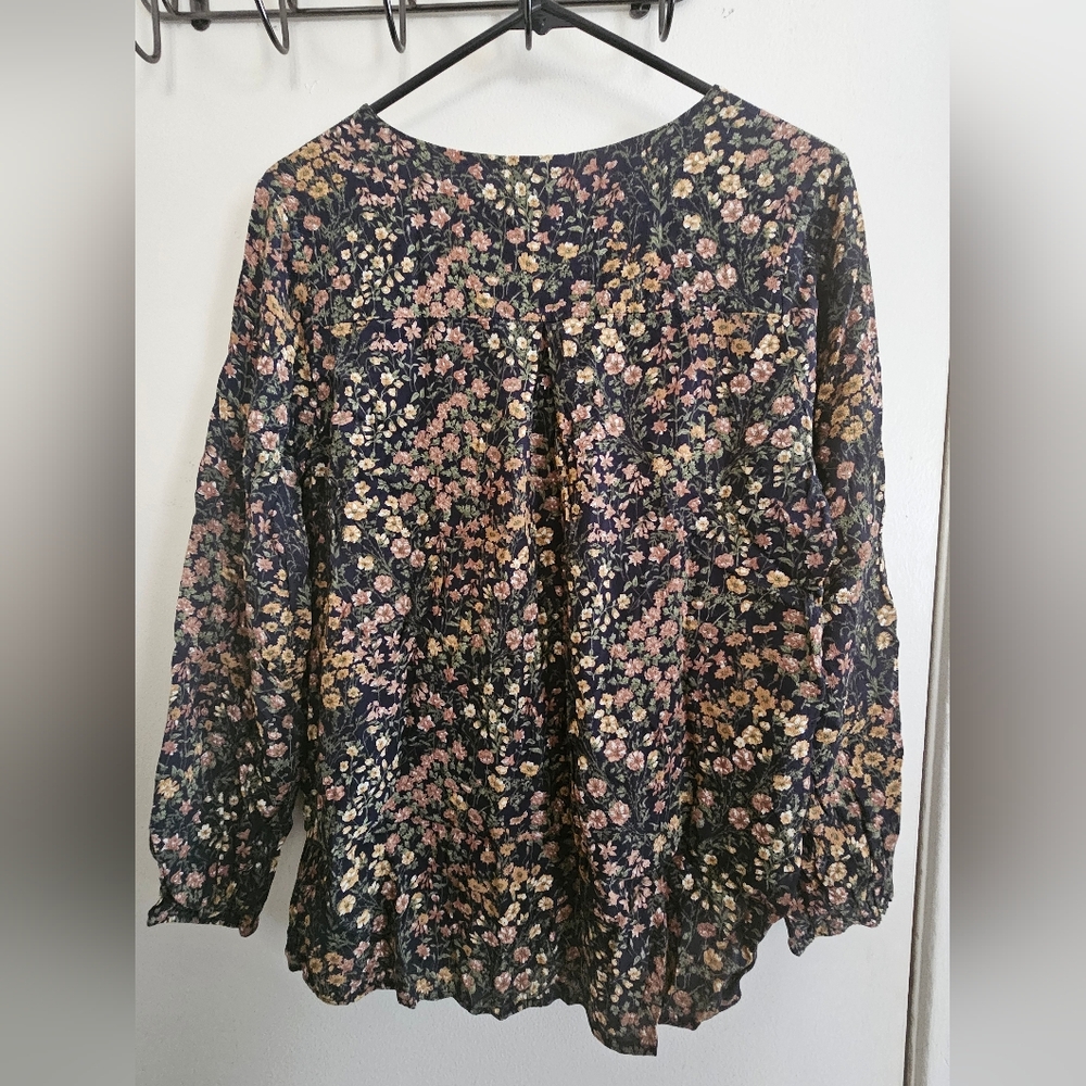 Black Floral Women's Blouse - Picture 3 of 3